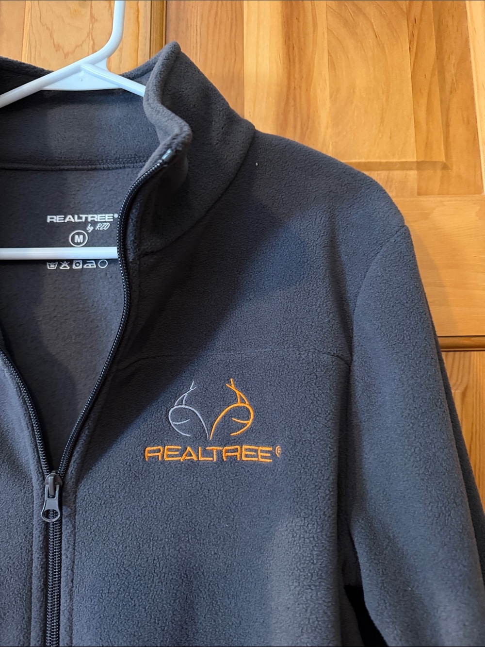 Realtree Gray Full-Zip Performance Fleece Jacket with Orange Logo